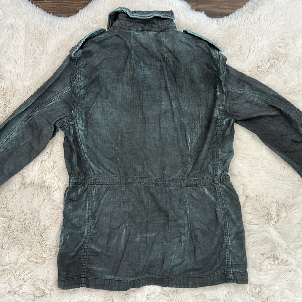 Free People Double Cloth Military Jacket Blue size XS 100% Cotton - Picture 14 of 14